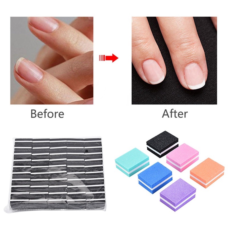 5pcs / Set Kikir Kuku Dua Sisi Bentuk Kubus Mini Aneka Warna Untuk Manicure