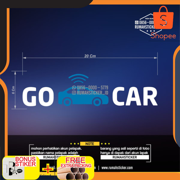 Sticker Stiker Cutting Logo GOCAR GO CAR Keren