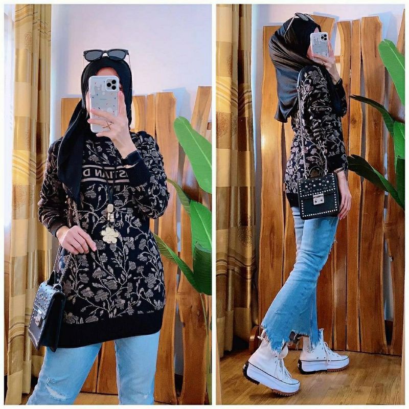 Christian Rajut, TUNIK RAJUT JUMBO CANTIK FIT XXL LD 100-124 BAHAN RAJUT PREMIUM TERMURAH OOTD MODIS