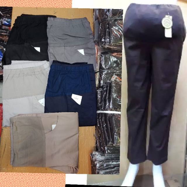 Celana hamil bahan twil stretch