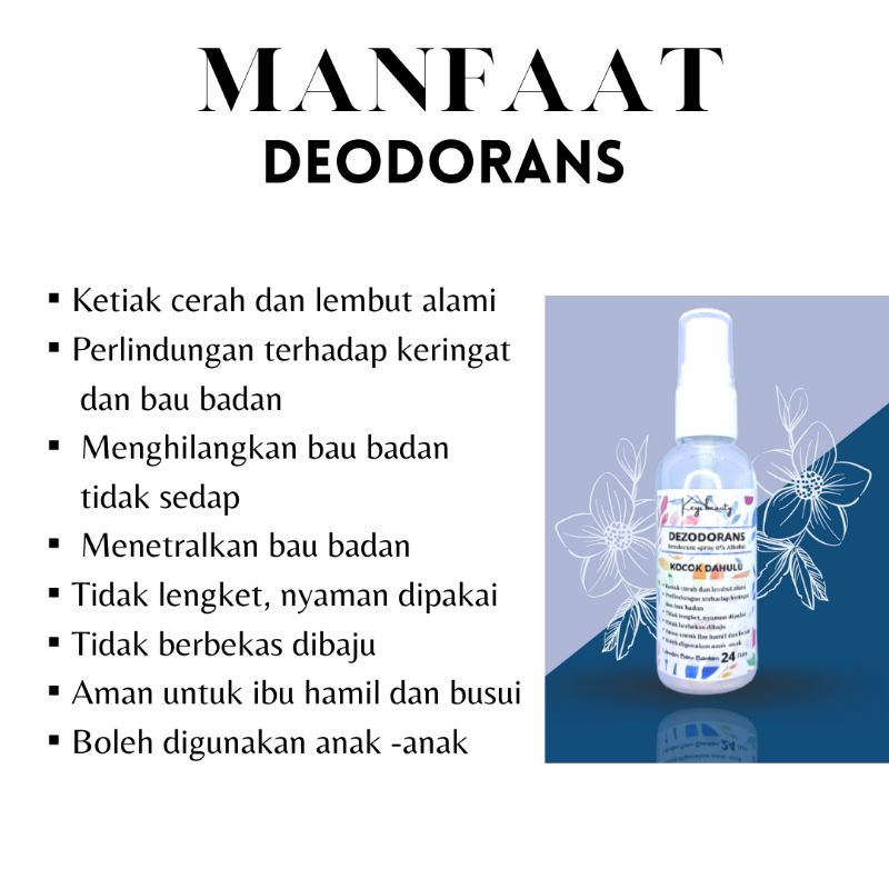 BPOM Deodoran spray ampuh atasi bau ketiak, bau badan, memcerahkan non Alkohol non parfume halal