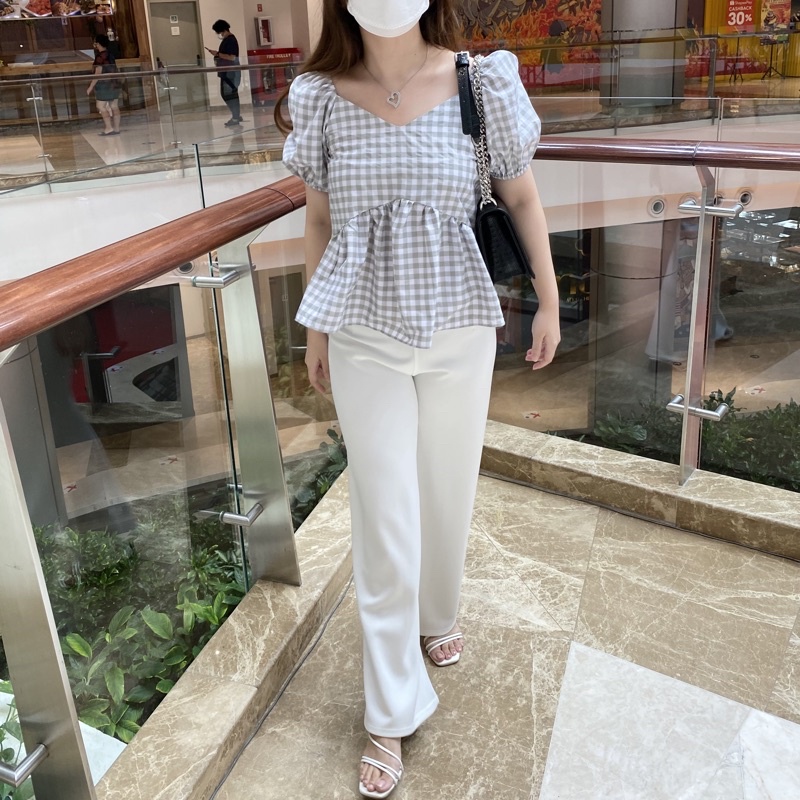 Ara Top - Blouse Lengan Balon / Blouse Katun / Blouse kotak / Atasan Katun / Atasan Wanita Blouse-2