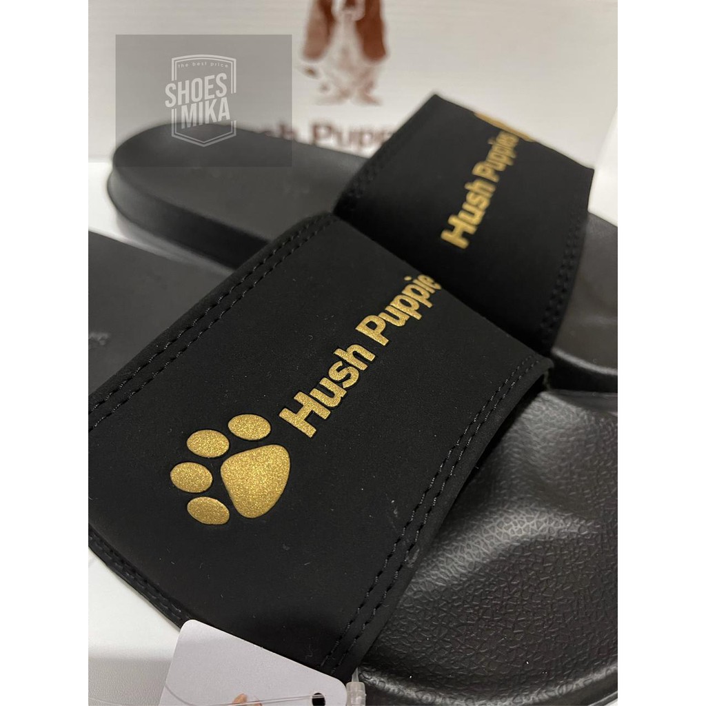 Sandal Slip On Hush Puppies Pria Wanita Black Gold