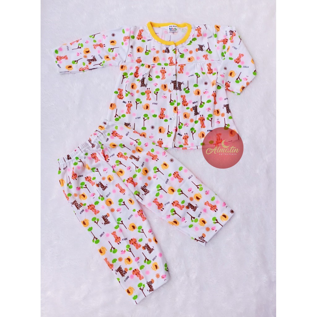 Setelan Baju Bayi / Piyama Bayi Perempuan Lengan Panjang, 3-18 Bulan, Motif Lucu, Bahan Adem, Lembut