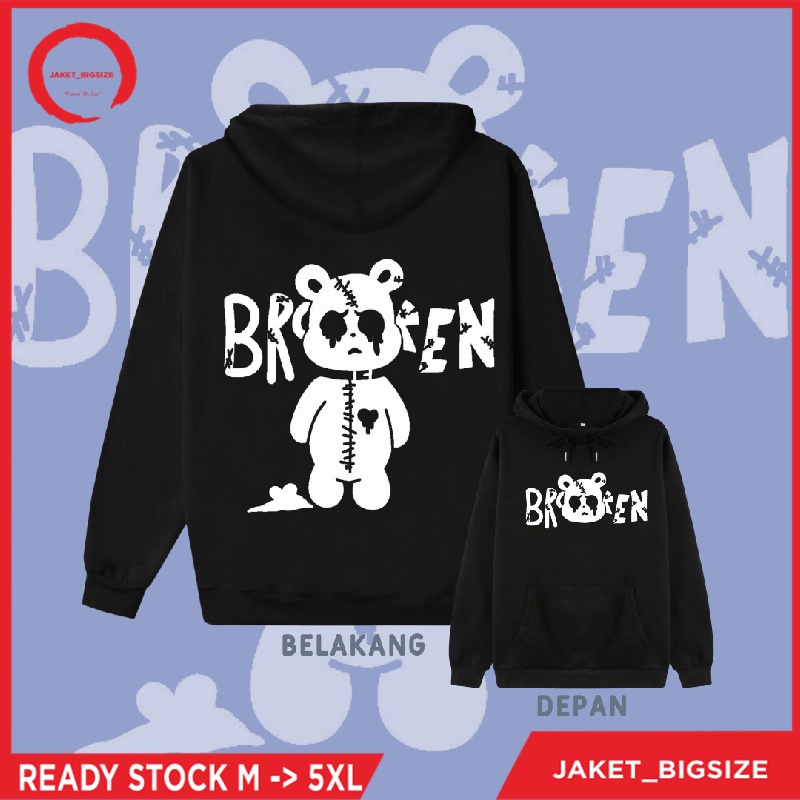 Jaket Hodie Hoodie Hudi Bear Broken  Bare  jumbo bigsize pria wanita ukuran m l xl xxl xxxl xxxxl xxxxxl