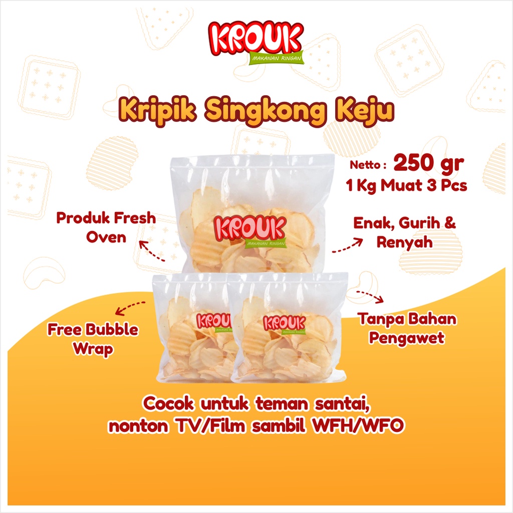 

Krouk Snack Keripik Singkong Keju Jajanan Cemilan Makanan Ringan Kekinian Halal Jadul Cemilan Enak Murah Kiloan Dewasa Anak 250 Gr