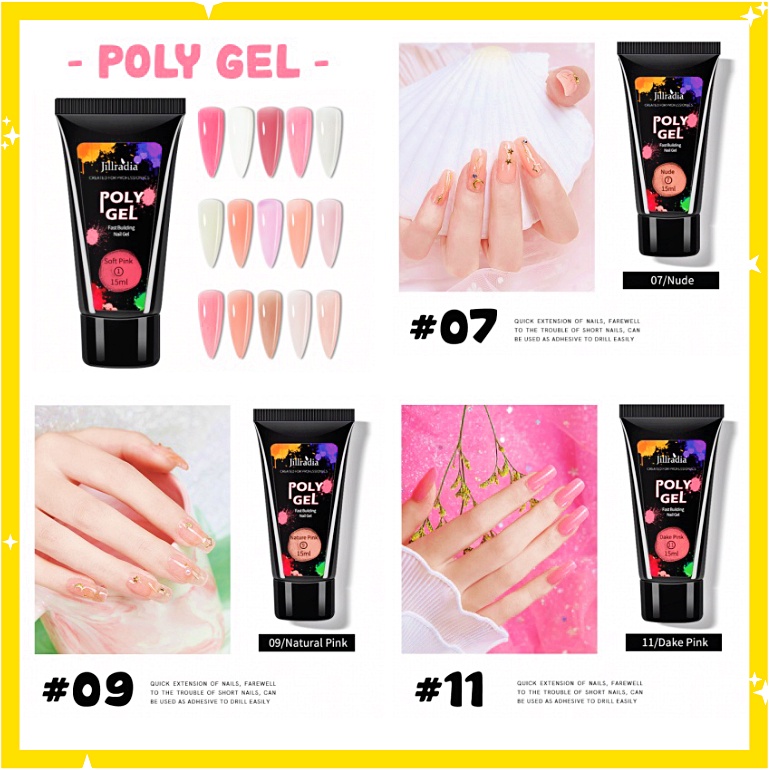 JILLRADIA POLYGEL Poly Gel Nail Cat Kuku Acrylic Extension Kuku 15ml KU017