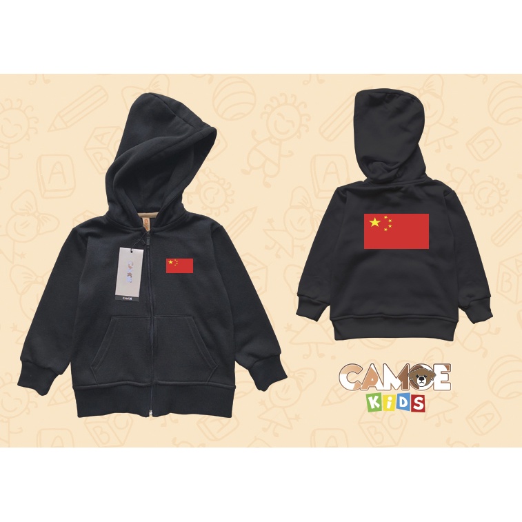 jaket hoodie anak kids zipper premium desain bendera china