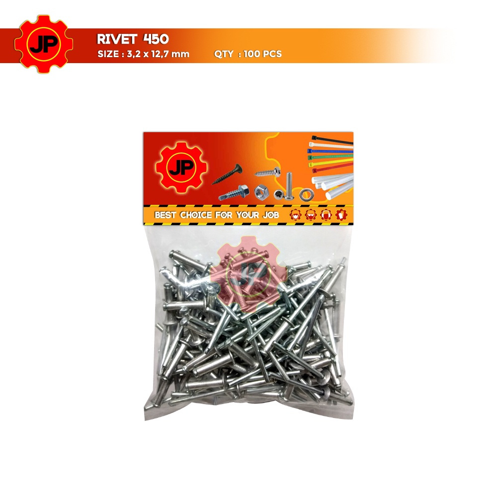 PAKU RIVET 3.2 X 12.7 MM 450 BLIND RIPET RIFET TEMBAK ALUMINIUM 100 PC