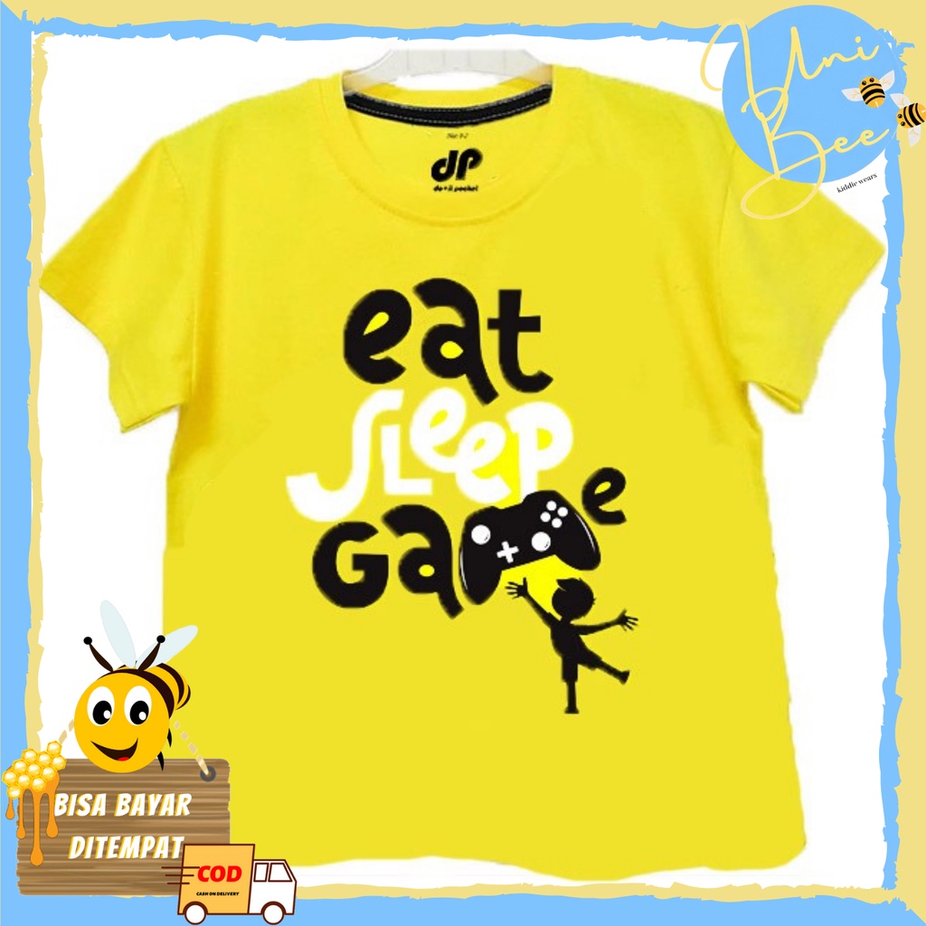 Kaos Anak Motif Anak Gamer Kuning 1-10 tahun || UniBee.id