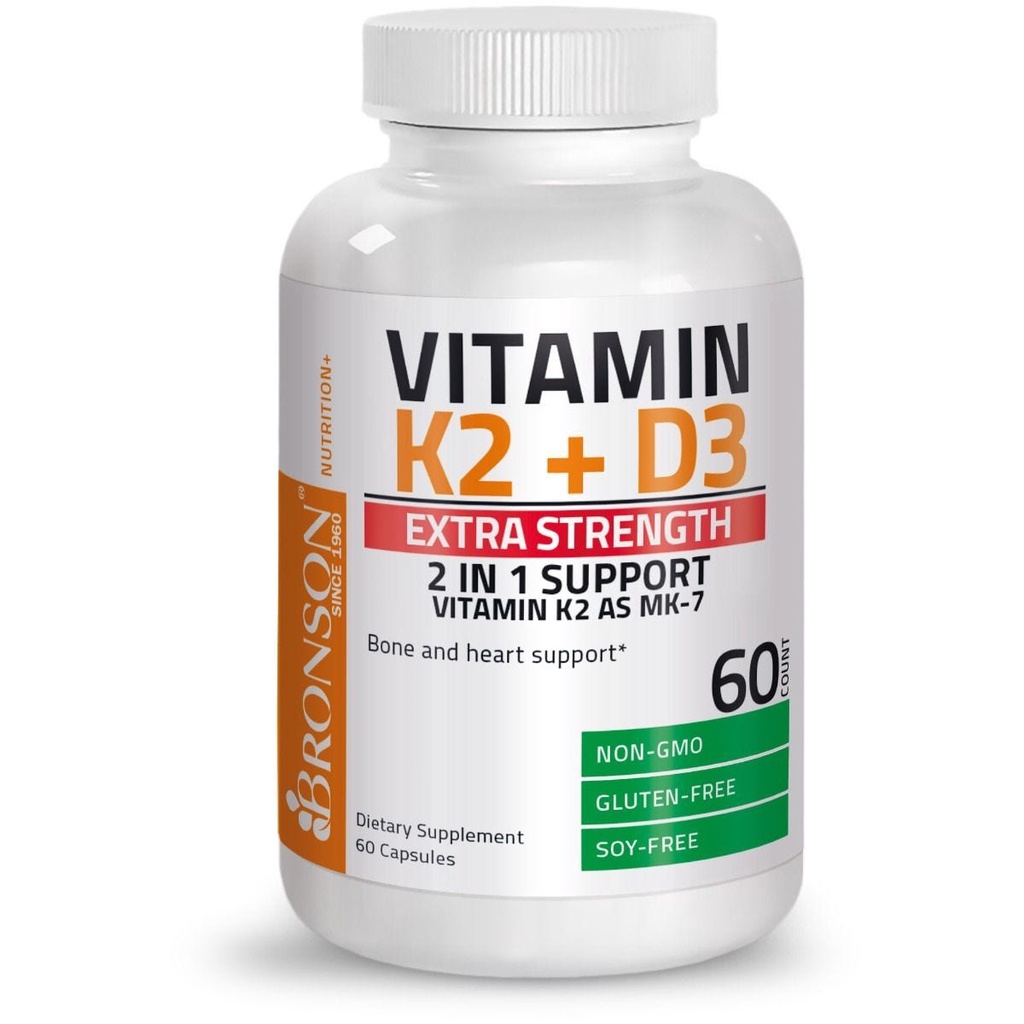 VITAMIN D3 K2 MK - 7 EXTRA STRENGHT 10000 iu BRONSON - 60 Capsule