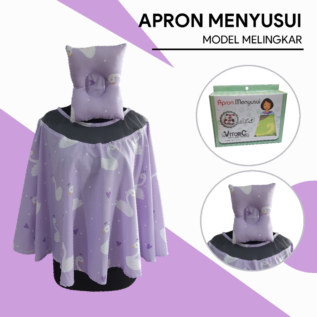 VITORIO apron menyusui melingkar / nursing cover melingkar free bantal lengan