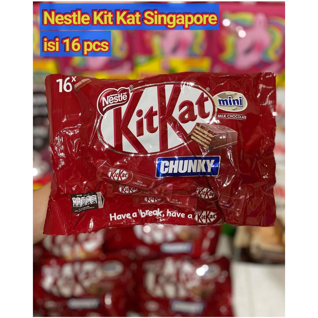 Singapore Nestle Kit Kat Chunky Mini Milk Chocolate Snack Pack - 16pcs / bungkus