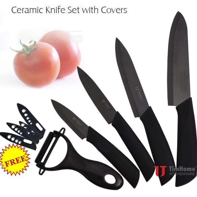 Promo UTimHome Black Blade Pisau Dapur Keramik Hitam Set 5 in 1 Terlaris