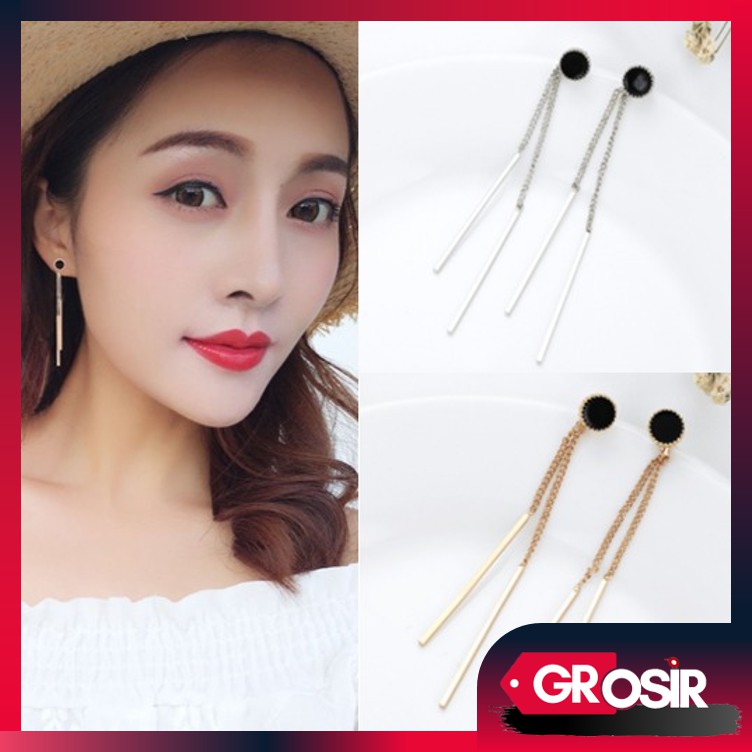 Grosir - F665 Anting Panjang Bulat / Anting Giwang Panjang Gaya Korea / Perhiasan Aksesoris Wanita