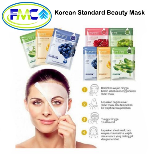 Masker Wajah Korea Murah Original Natural Sheet Mask Beauty Korean Standard Rorec HC Hana Asli Perawatan Muka Pencerah Pelembab Pemutih