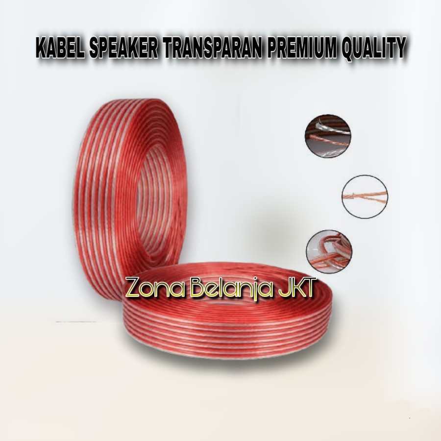 Kabel Speaker Transparan Untuk Speaker Pasif Premium Quality 100M