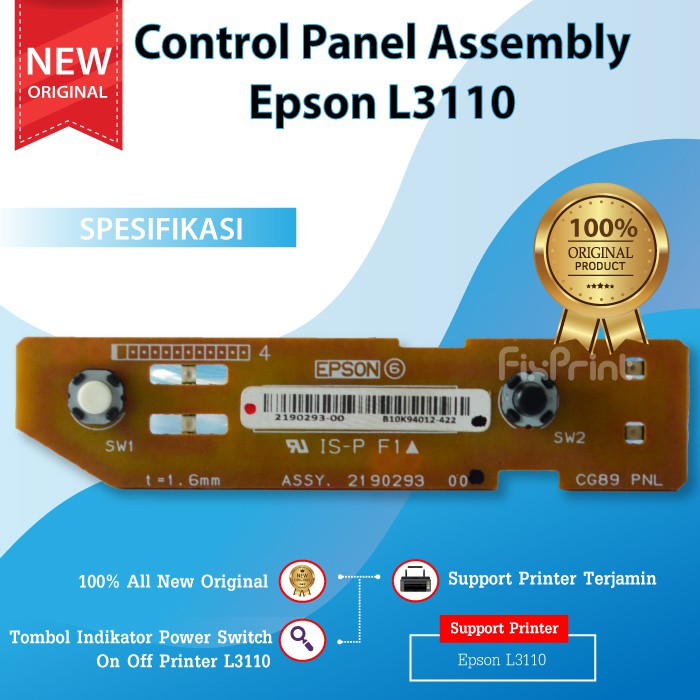 Control Panel Power Assembly Epson L3110 Tombol Indikator Switch On Off Printer L3110 Original