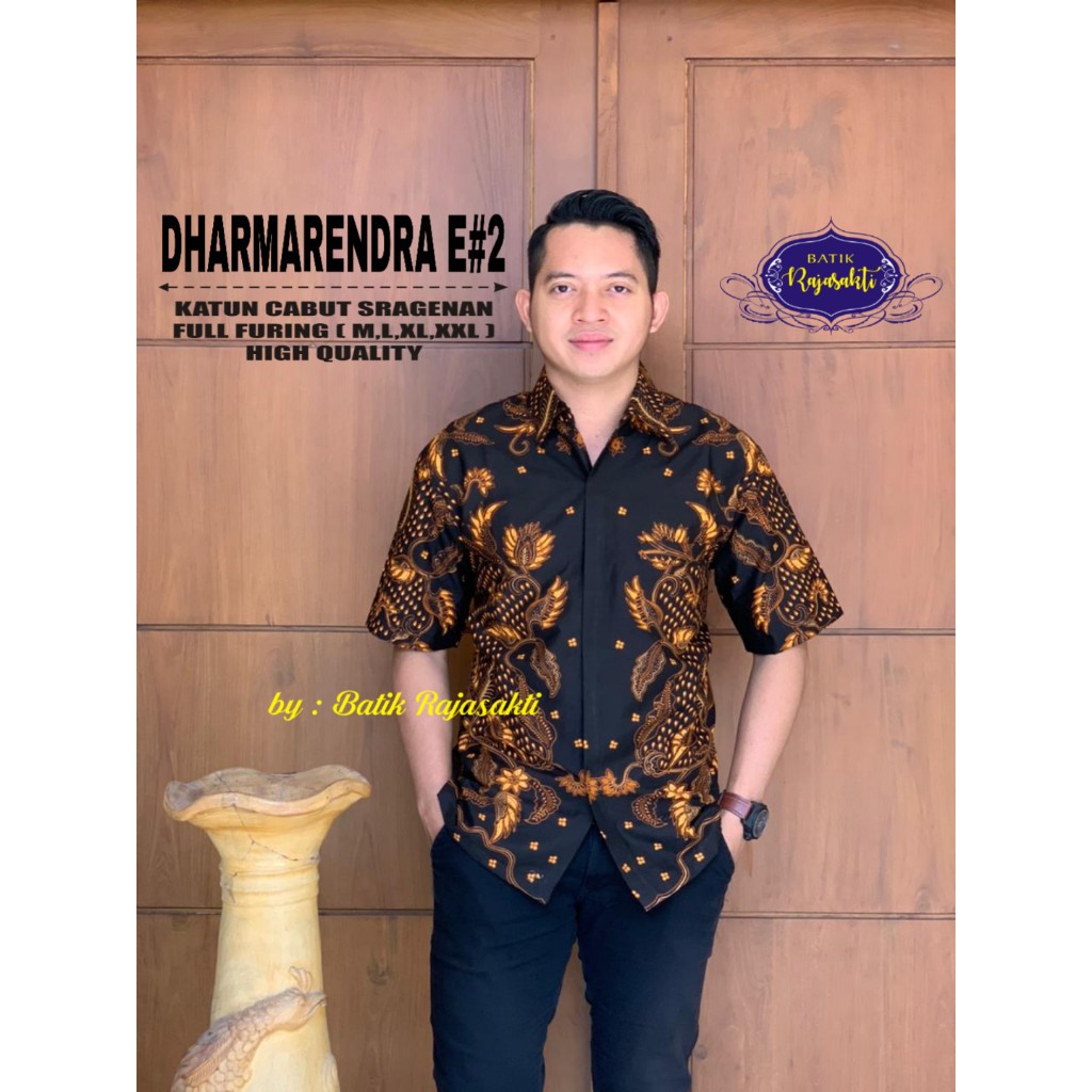 DHARMARENDRA E 2 RAJASAKTI KEMEJA BATIK SOLO PRIA LENGAN PENDEK LAPIS FURING ATASAN BATIK PREMIUM MODERN KATUN HALUS BAHUWIRYA  BANAMITRA BANAMITRA PUTIH BANGSAWAN BAYU PUTRA BERLIAN BIRU BHARATAYUDA BIMASENA BIRENDRA BIRU INDAH BRAHMAKERTA BRAHMAKERTA