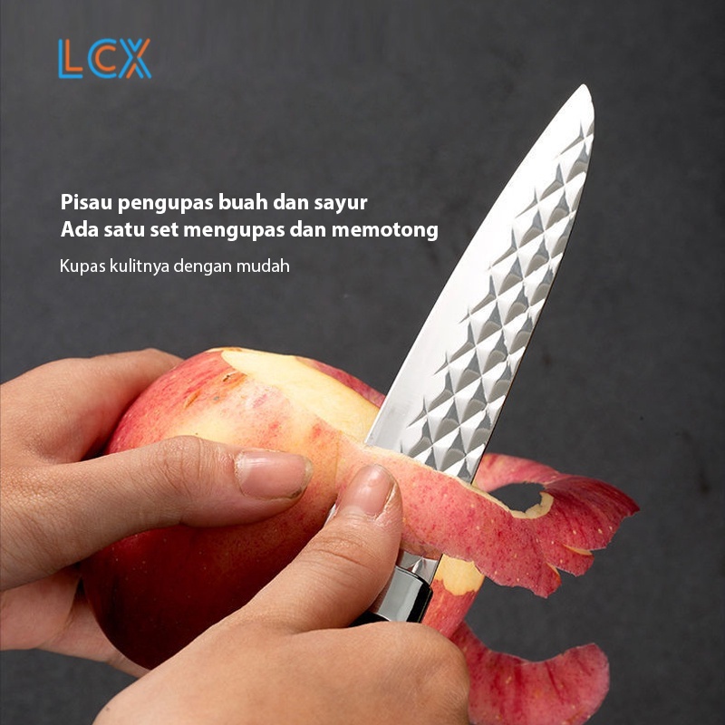 LCX 6 in 1 Set Pisau Daging Persegi Stainless Steel Anti Karat Serbaguna Diamond Pisau