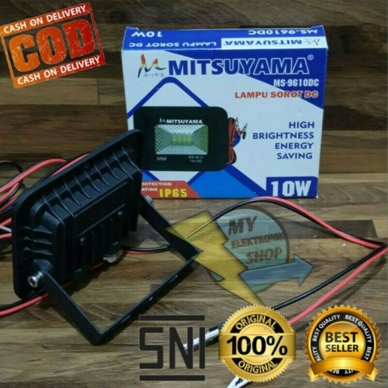 Lampu Sorot tembak 10W MITSUYAMA Lampu sorot Aki LED12v DC SMD Floodled IP65 TIPIS MS-9610DC