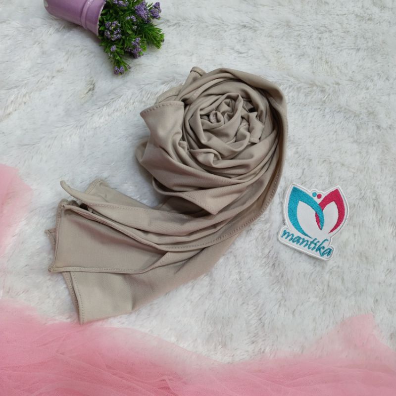 PASHMINA KUPING JERSEY NUNA HIJAB INSTAN PASHMINA VIRAL-Khaki