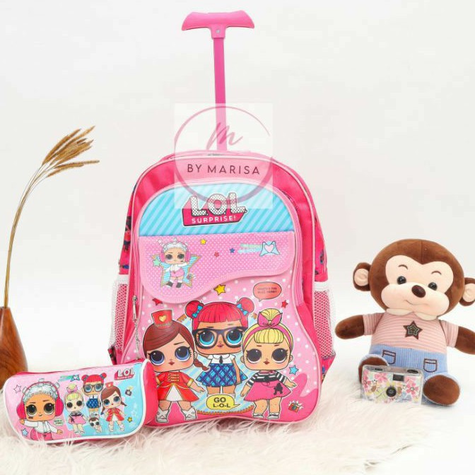 Tas Troli Anak Perempuan Tas roda Anak Tas dorong Anak Perempuan Tas koper Anak Tas Sekolah Anak Tk