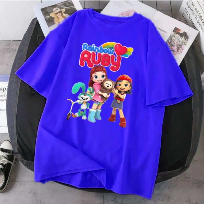 baju kaos anak ruby rainbow bahan premium