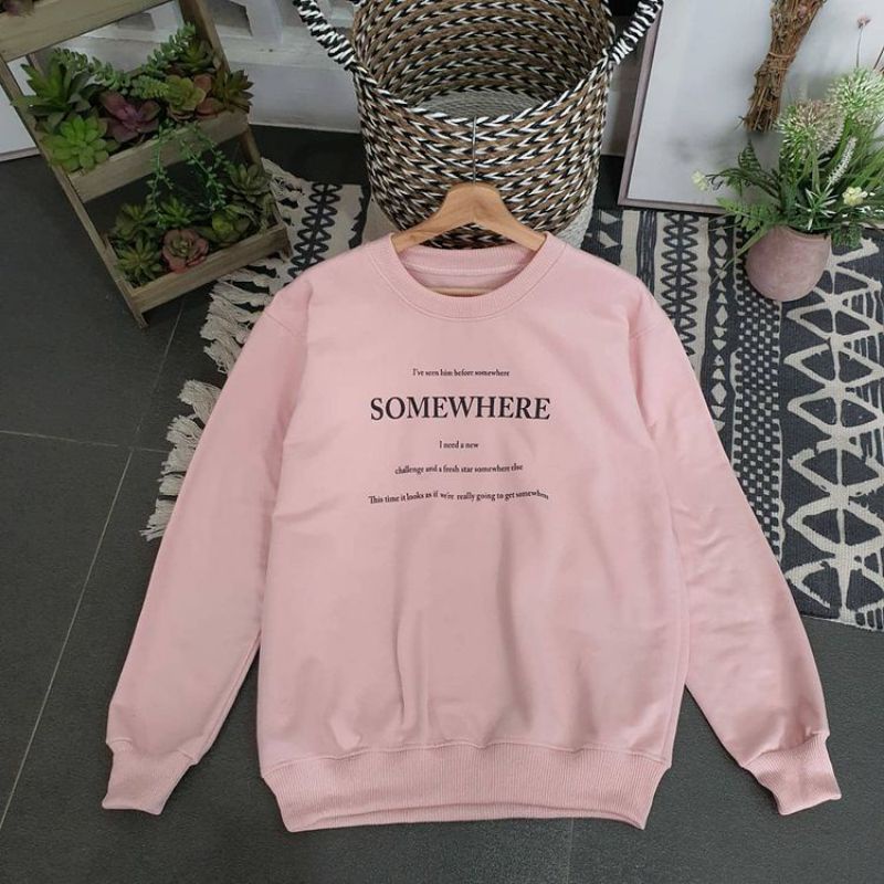 Nayla Fashion Grosir - SOMEWHERE Sweater terbaru Pria Wanita/sweater keren turtleneck bahan fleece soft