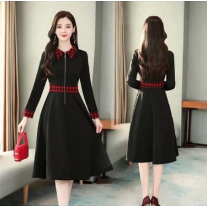 Baju Dress Wanita Remaja Trendy Kekinian Terbaru 2021 Gaun Pesta Natal Imlek Modis Style Ala Korea B