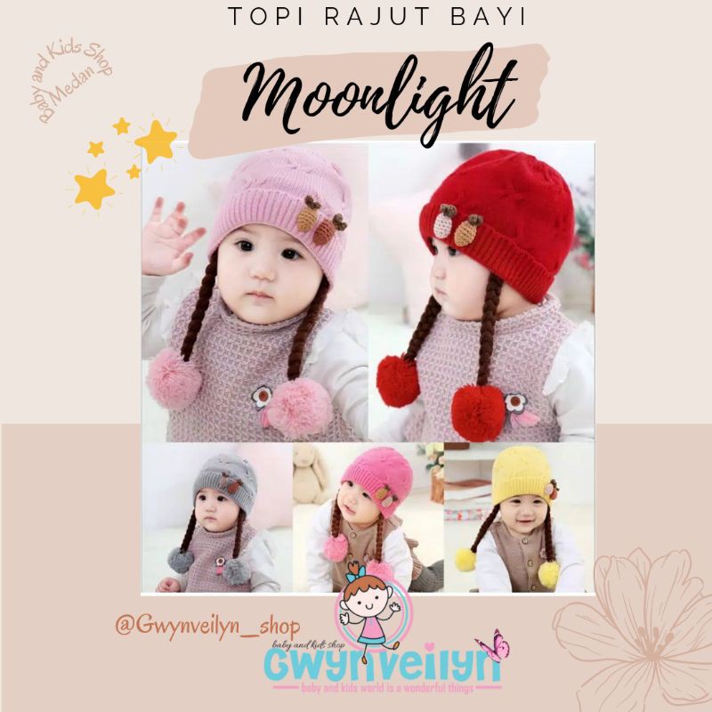 Gwynveilyn_shop - Topi Rajut Bayi Kepang / Topi Bayi Perempuan