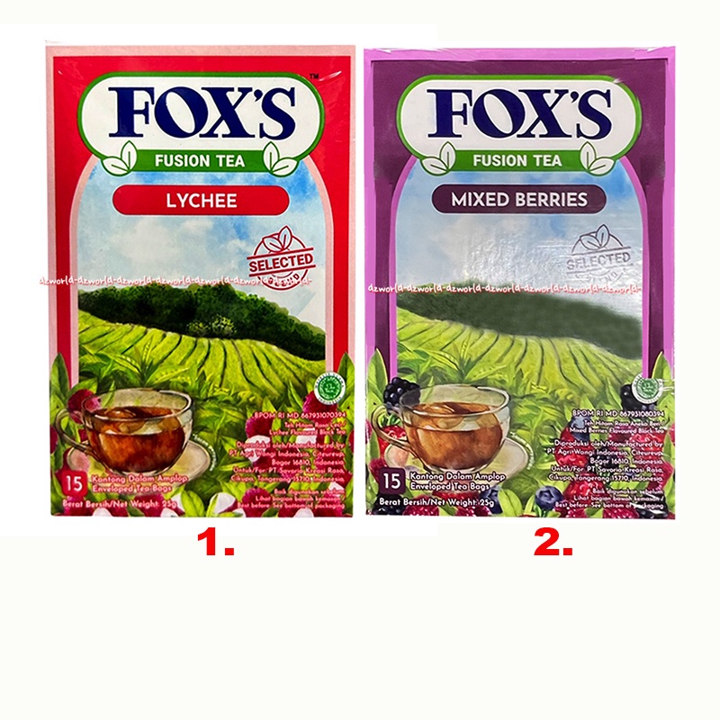 Fox Fusion Tea 15bag Lychee Mixed Berries Blacktea Teh Hitam Rasa Buah Leci Lecy Beri Fox's Fox Fusion Teh Fox