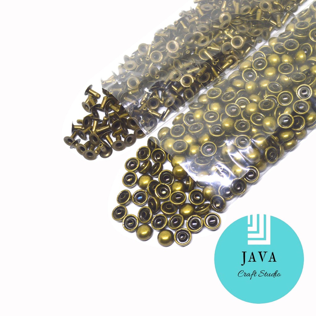 PAKU KELING CENTANG JAMUR 8 MM PER 100 SET WARNA ANTIKGOLD V 8 JMR ATG