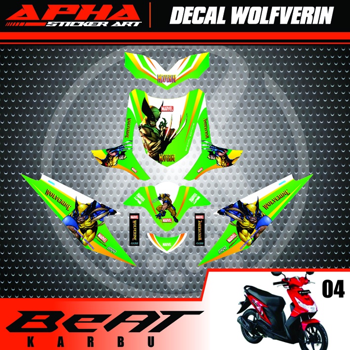 stiker honda beat karbu wolverin, decal beat karbu, les motor honda beat karbu wolverin 2008-2010 ko