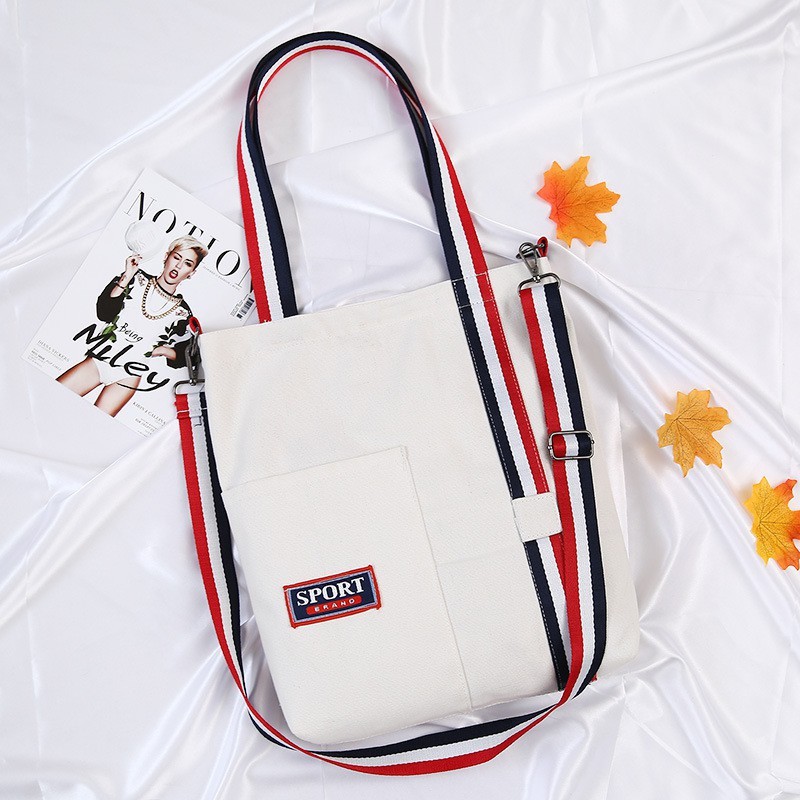 TC-109 tas canvas wanita tote bag selempang besar sekolah kampus