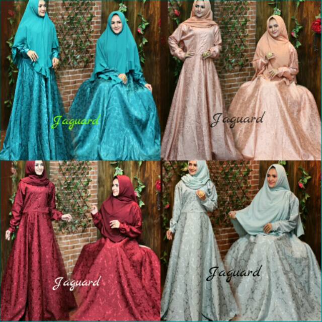 Baju pakian muslim dress gamis syar'i  gliterwarna biru, maron, telur asin, peach motif cantik