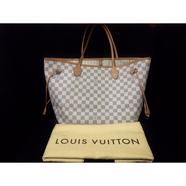 Authentic LV Neverfull Damier Azur MM Bag Size: 12.6"x11.42"x7.9"