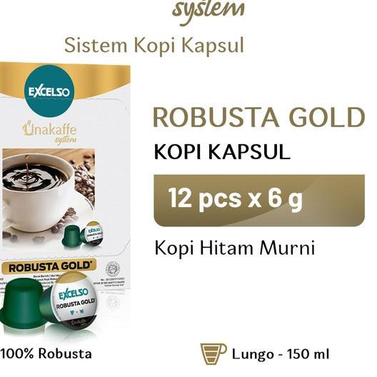 

Paling Laris EXCELSO UNAKAFFE Robusta Gold - Kopi Kapsul-Capsule Coffee (12x6gr) DE9...