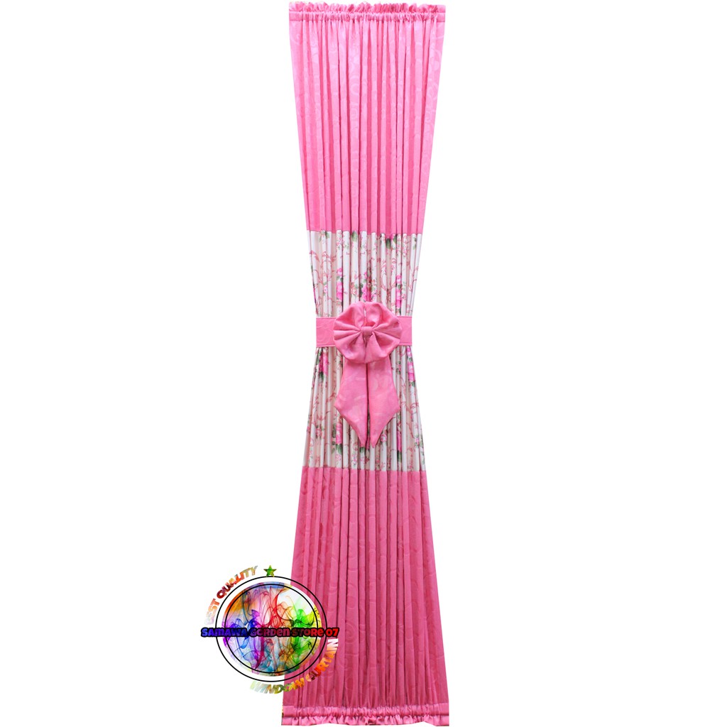 gorden jendela kupu kupu shabby pink / hordeng minimalis