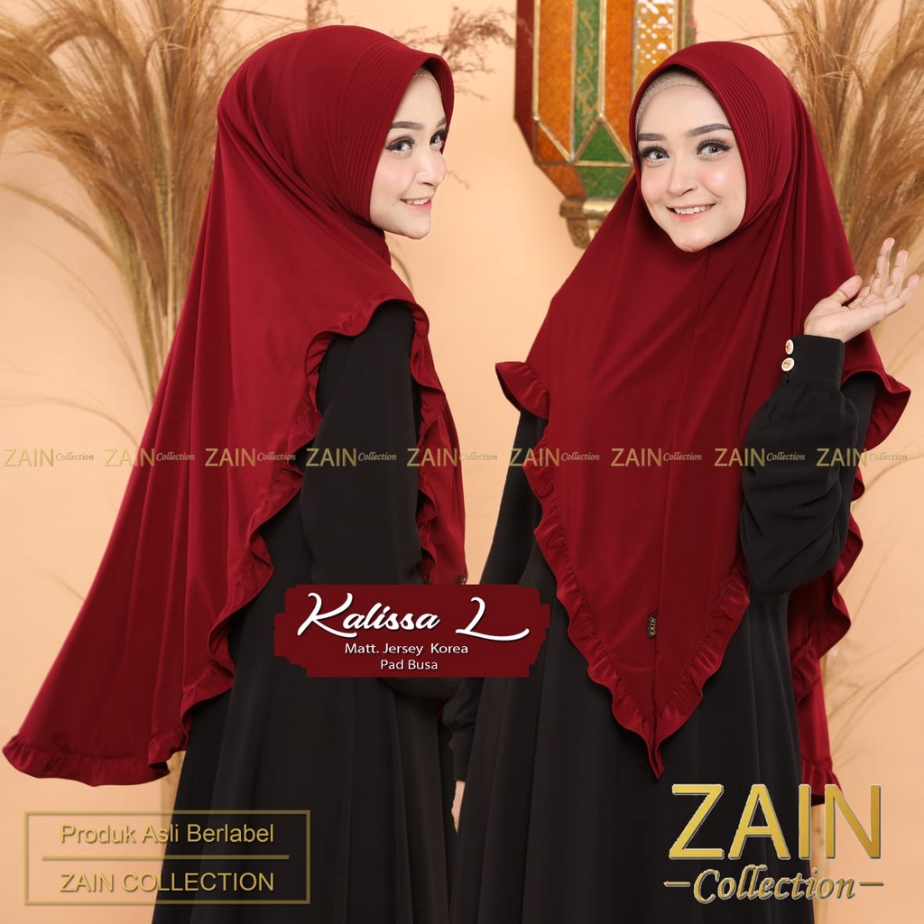 Jilbab Instan Bergo Kalissa L Ori Zain Collection-MAROON