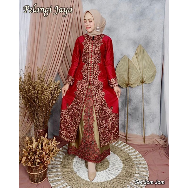 setelan rok kebaya jom jom*original pelangi jaya *bahan taveta