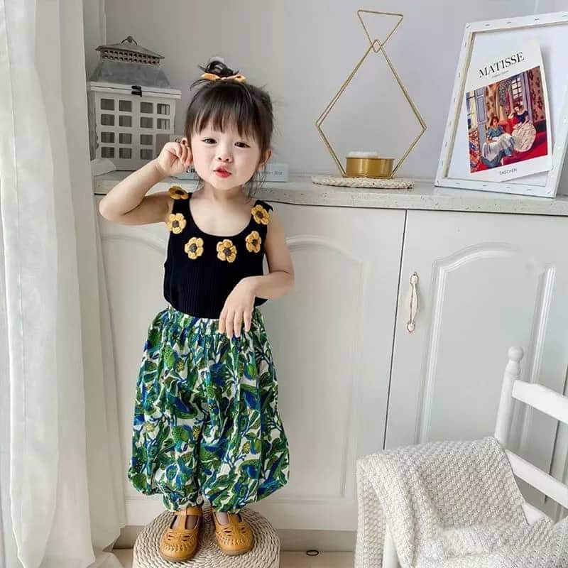 Setelan Anak Perempuan Crop Top Sun Flower