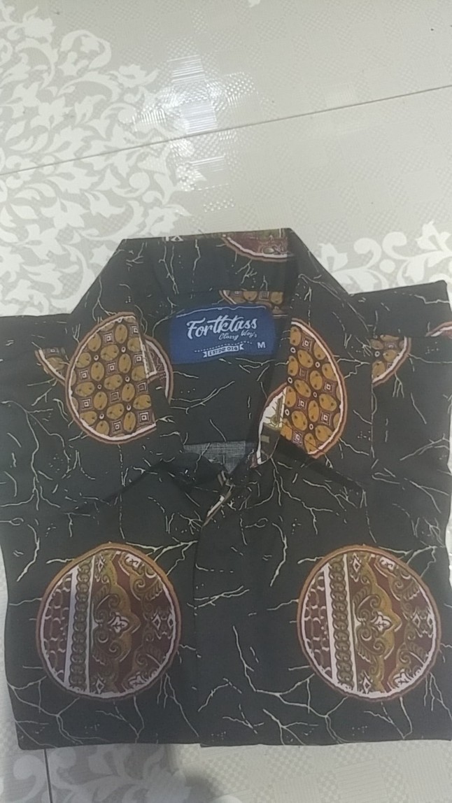 Fortklass Hem Kemeja Batik Pria Mix Lengan Panjang Baju Kerja Formal Kantor Cowok Cowo