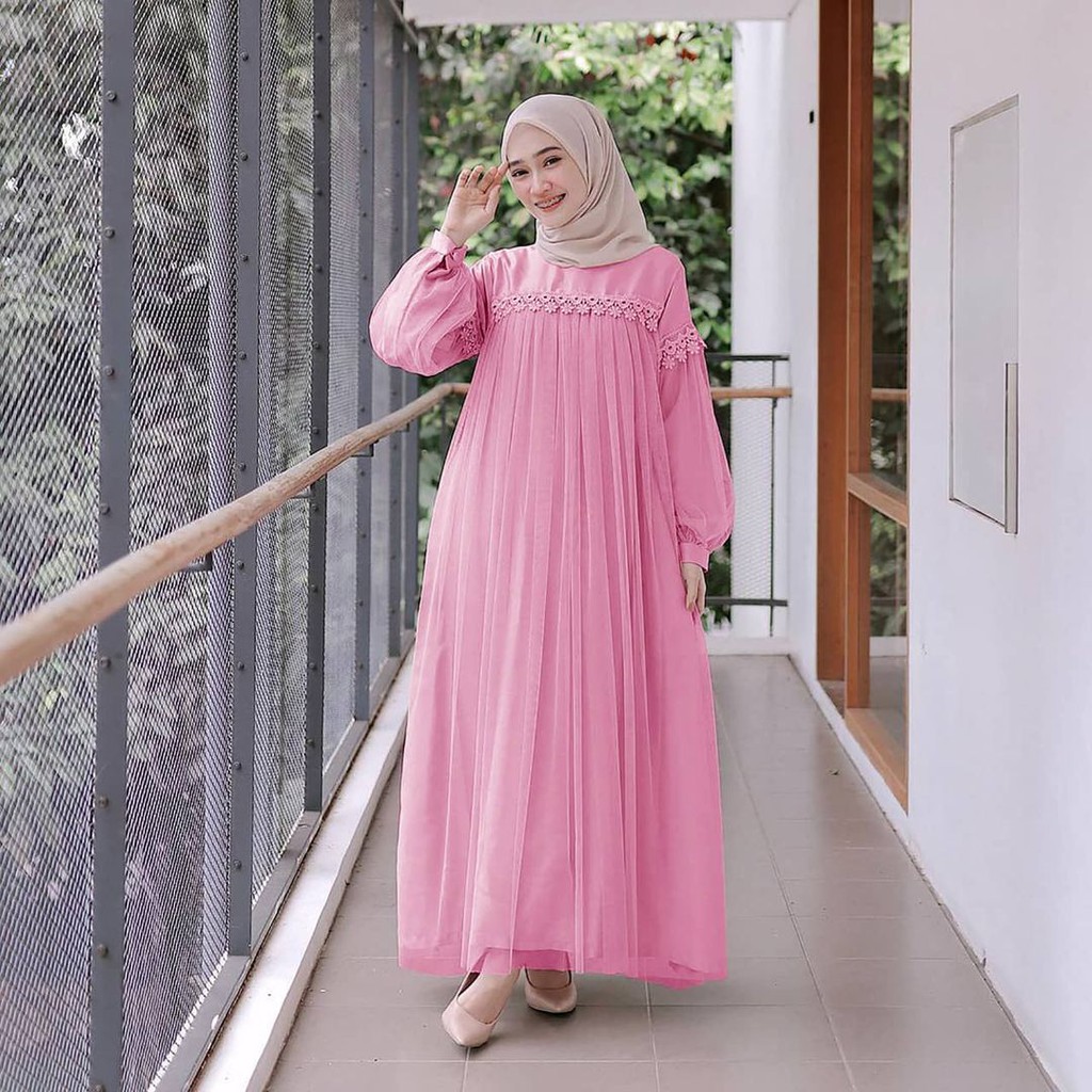 ANGEL MAXI Bahan Moscrepe Pakaina Wanita Gamis Panjang Terusan Gamis Wanita Dress Muslim Terbaru