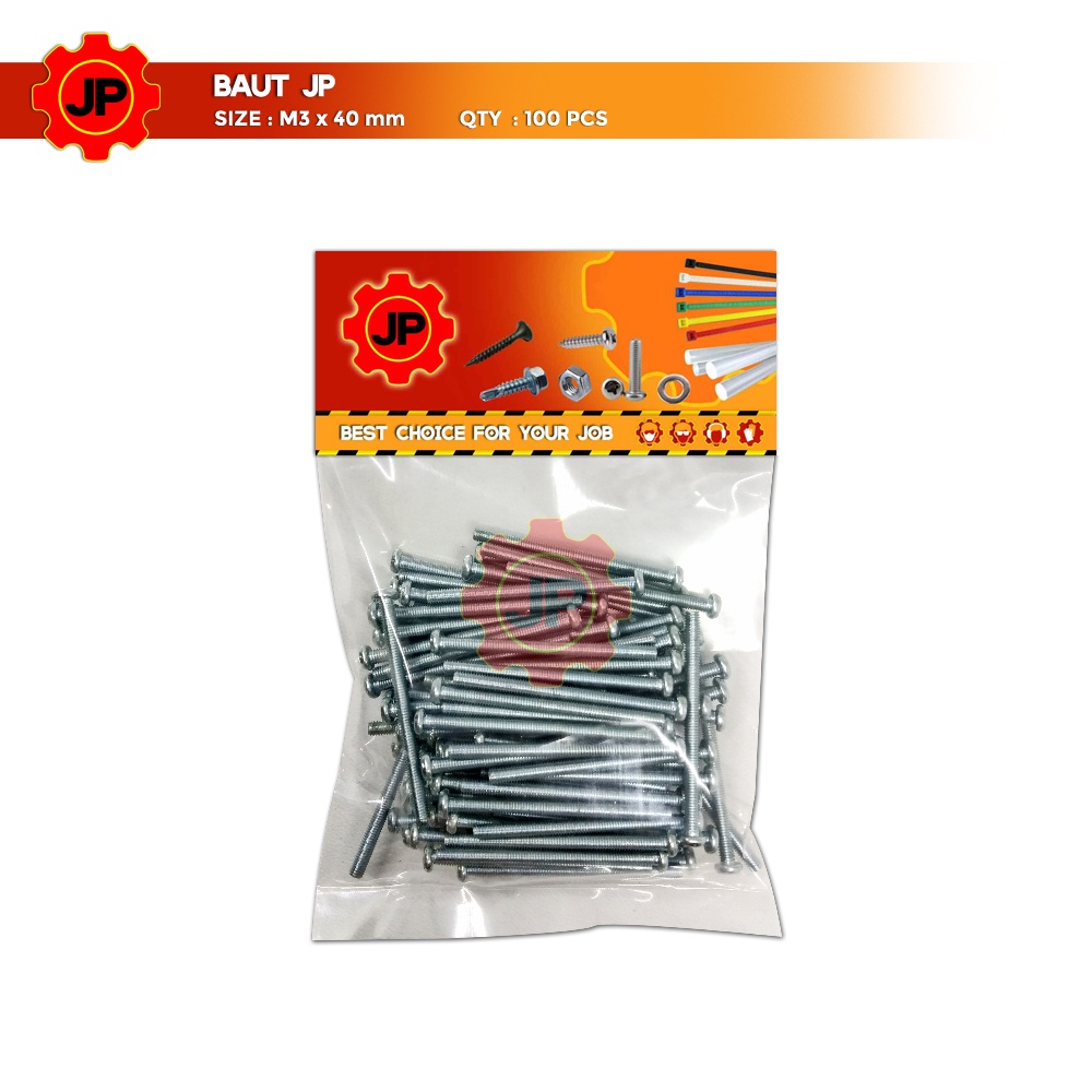 BAUT JP M 3 x 40 MM - SEKRUP SKRUP BAUT JP 3x40 ISI 100 PCS