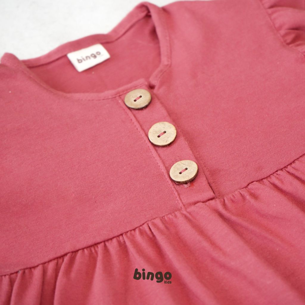 BINGOKIDS | RUFFLE DRESS / Dress Polos Ruffle Anak Balita / Gaun Polos 1-5 Tahun        Rok Dress Anak Perempuan Cewe Bahan Katun Cotton Premium Earth Tone Pink Merah Coklat Kuning Mustard Permen