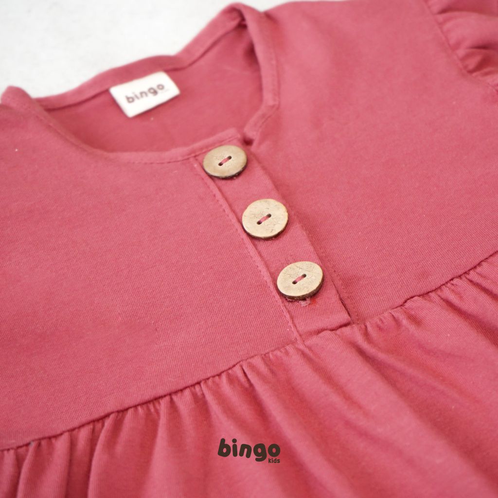 BINGOKIDS | RUFFLE DRESS / Dress Polos Ruffle Anak Balita / Gaun Polos 1-5 Tahun        Rok Dress Anak Perempuan Cewe Bahan Katun Cotton Premium Earth Tone Pink Merah Coklat Kuning Mustard Permen