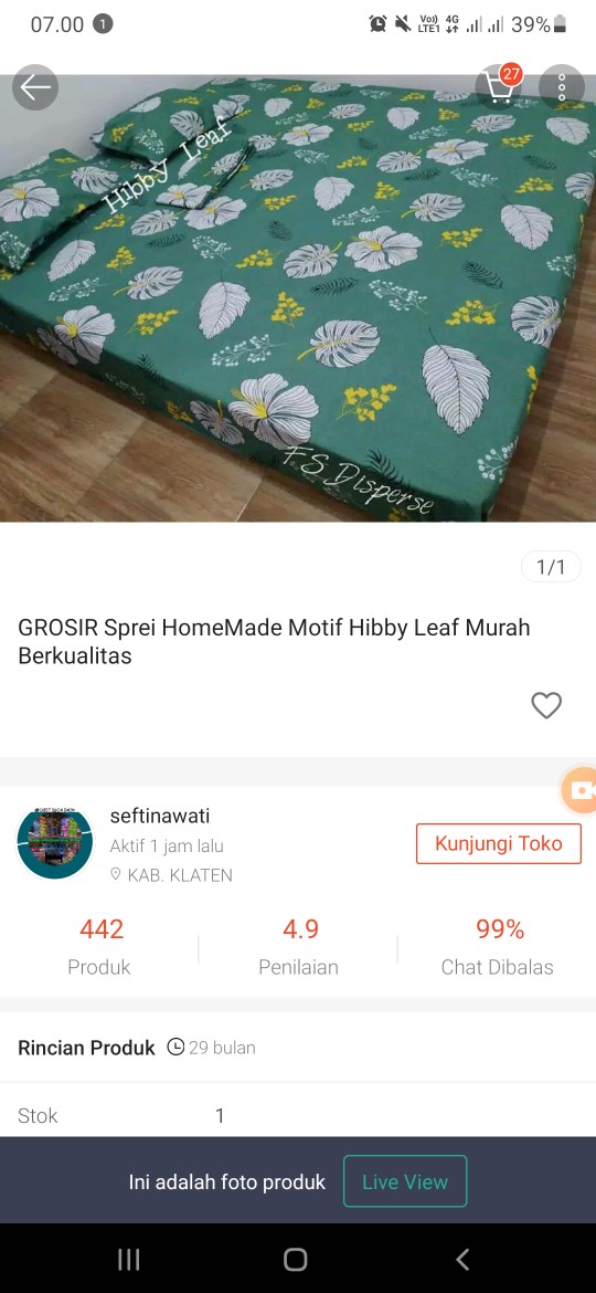 Grosir Sprei Homemade Motif Bellamy Murah Berkualitas