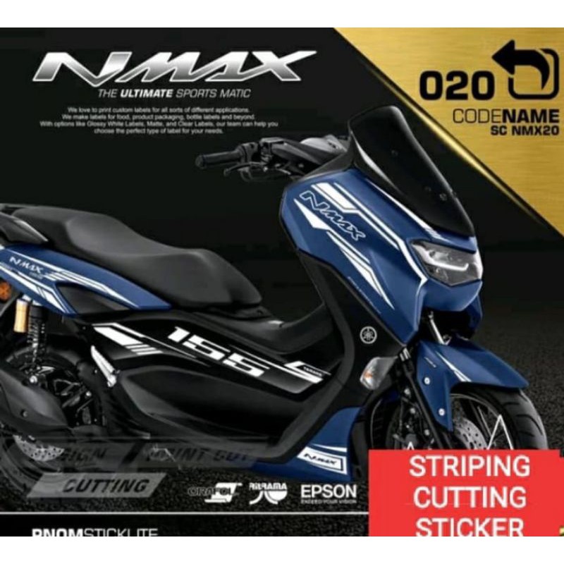 STRIPING CUTTING STICKER YAMAHA NEW NMAX Sticker putih new design top mode