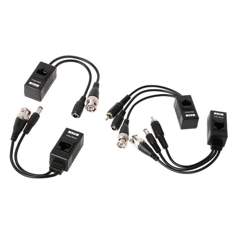 1 Pair BNC To RJ45 Passive Video Power Audio Balun Transceiver For CCTV Camera